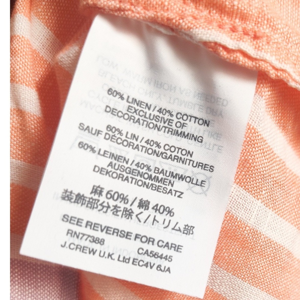 J.Crew Tunic Top Swimsuit Coverup XL Orange Pink Striped Linen Cotton Tassels - Picture 8 of 8
